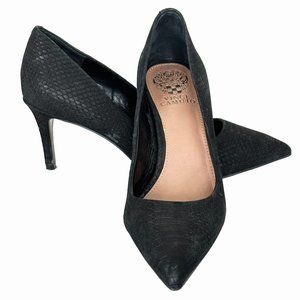 VINCE CAMUTO Kain Black Snake Textured Stiletto Pointed Toe Sexy Heels, Size 8